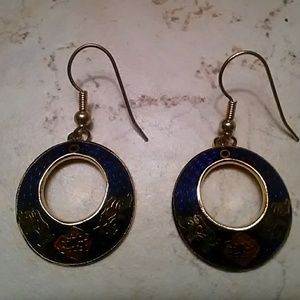 Blue cloisonne earrings